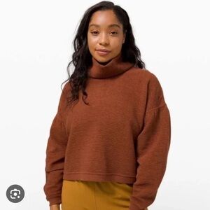 Lululemon peaceful moments pullover turtleneck textured sweater in rust